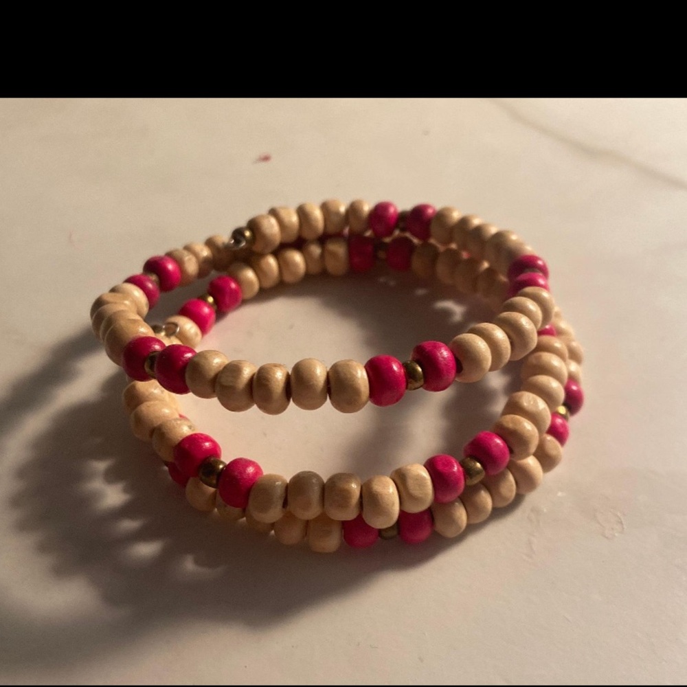 Tan and pink bracelet